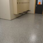 entry way flooring and locker room